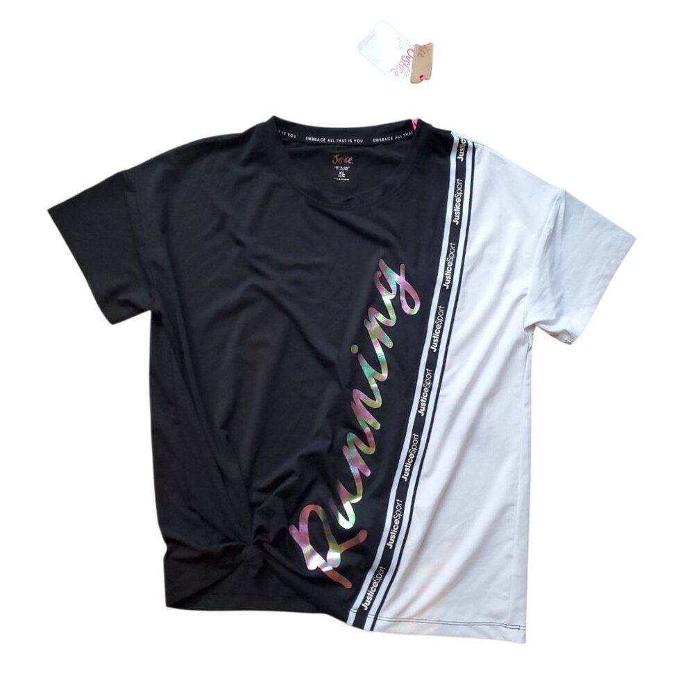 Justice Girls Tie Running Tee Size XL